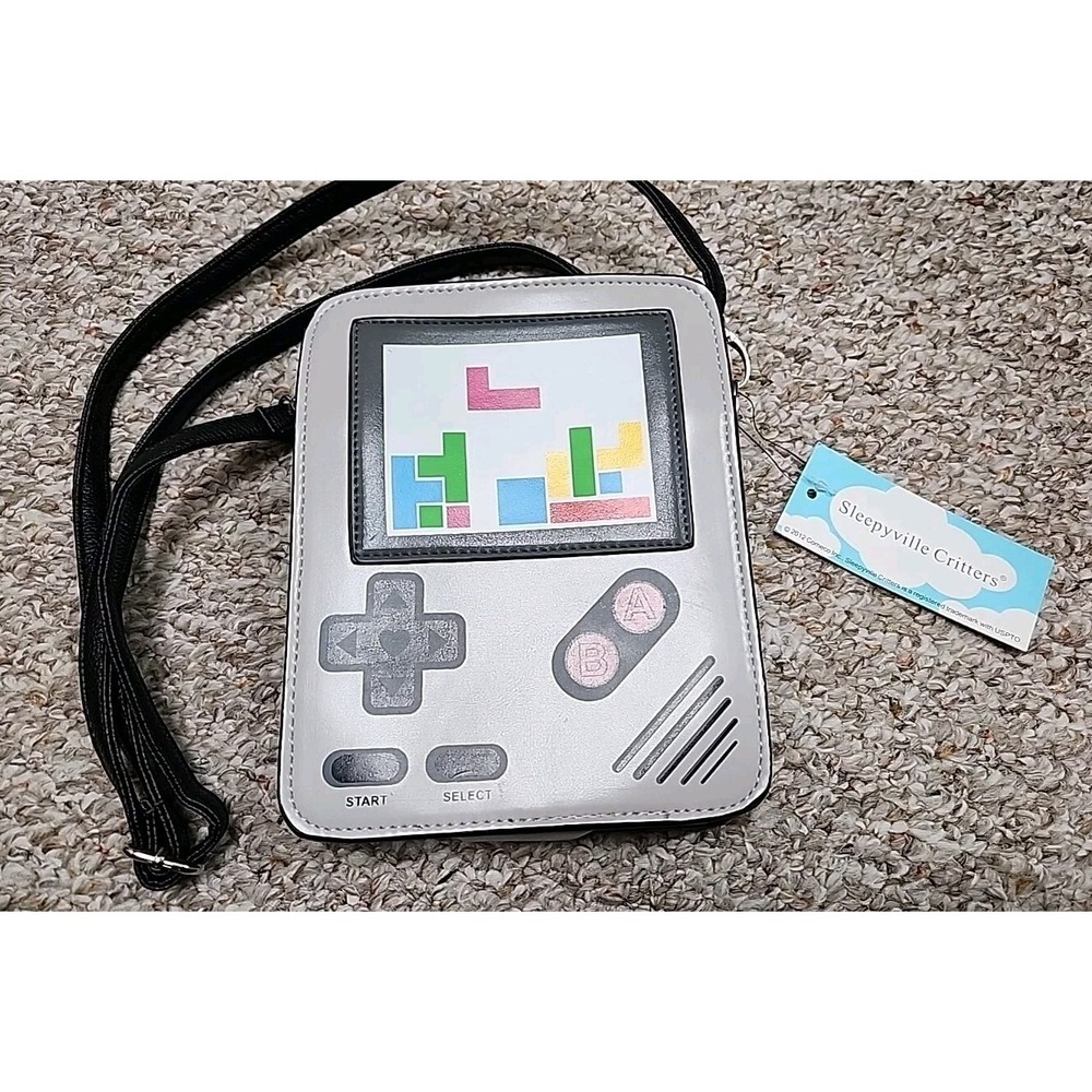 Sleepyville Critters Retro Video Game Console Crossbody Bag Grey Novelty Purse